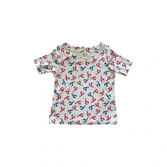 Kim Rogers Red White Blue Lobsters Short Sleeve Blouse Women’s Petite Small - Picture 3 of 8